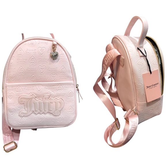 Juicy Couture baby pink powder blush upgrade U medium backpack with charm new - Picture 1 of 15